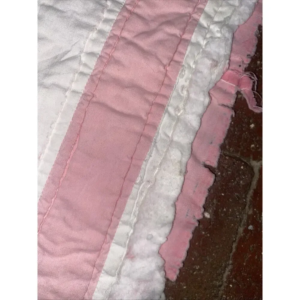 Vintage Patchwork Hand Quilted Embroidered Baby Girl Cotton Blanket Quilt 44” SQ
